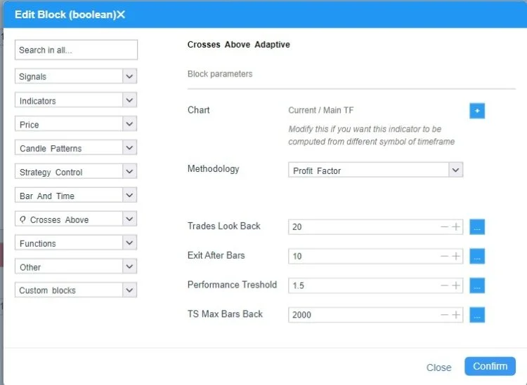 Crosses Above/Below Adaptive Comparison Blocks